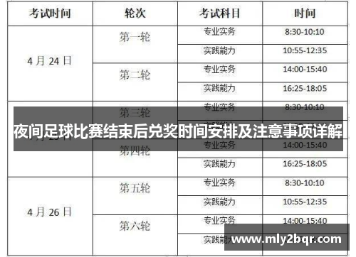 夜间足球比赛结束后兑奖时间安排及注意事项详解